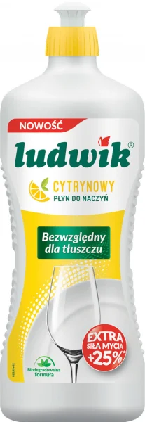 Гель для миття посуду Ludwik Extra Sila Cytrynowy Людвік Екстра сила Блискучий посуд аромат Лимон 900г - 3