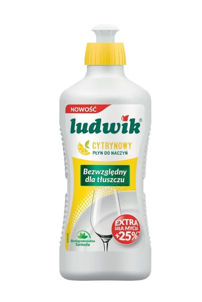 Гель для миття посуду Ludwik Extra Sila Cytrynowy Людвік Екстра сила Блискучий посуд аромат Лимон 900г - 2