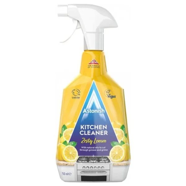 Засіб очистки поверхонь Кухні Спрей Astonish Kitchen cleaner with natural Oils Астоніш Антижир Лемон 750мл - 3