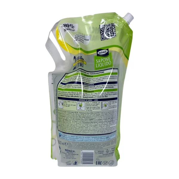 Рідке мило МегаПак MilMil Sapone Liquido Aloe Vera Maxi Bag МілМіл для Обличчя Рук та Тіла pH5.5 Алое Вера Refill 2000мл - 2