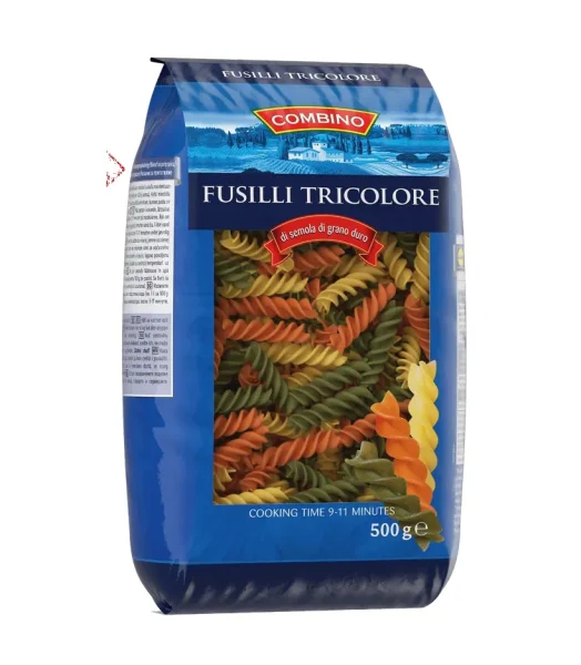 Макарони Фузіллі трьохкольорові Паста Combino Fusilli TriColori Комбіно тверді сорти пшениці 500г - 2