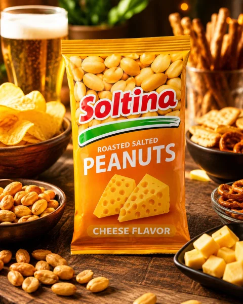 Арахіс смажений солоний Soltina Roasted Salted Peanuts Cheese Flavor Солтіна з смаком Сиру 100г - 2