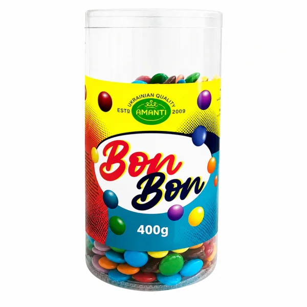 Набір Цукерки Асорті в глазурі Amanti Bon Bon драже Аманті шоколадно-молочні Тубус 400г - 2