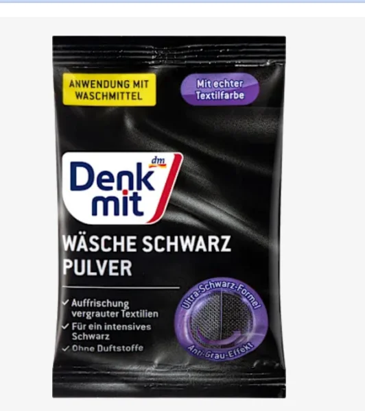 Порошок для Чорної білизни відновлення Кольору Denkmit Wäsche Schwarz Pulver Денкміт для посилення Яскравості Чорного 1прання 50г - 3
