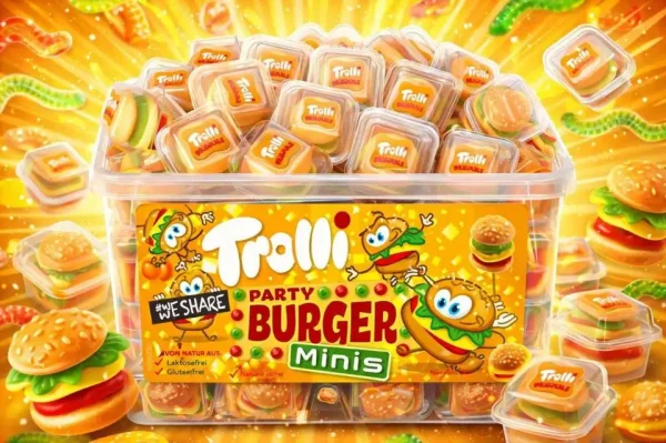Цукерки Жувальні у формі Бургерів Trolli Party Burger Minis Тролі в індивідуальних упаковках 60шт Бокс з кришкою 600г - 4