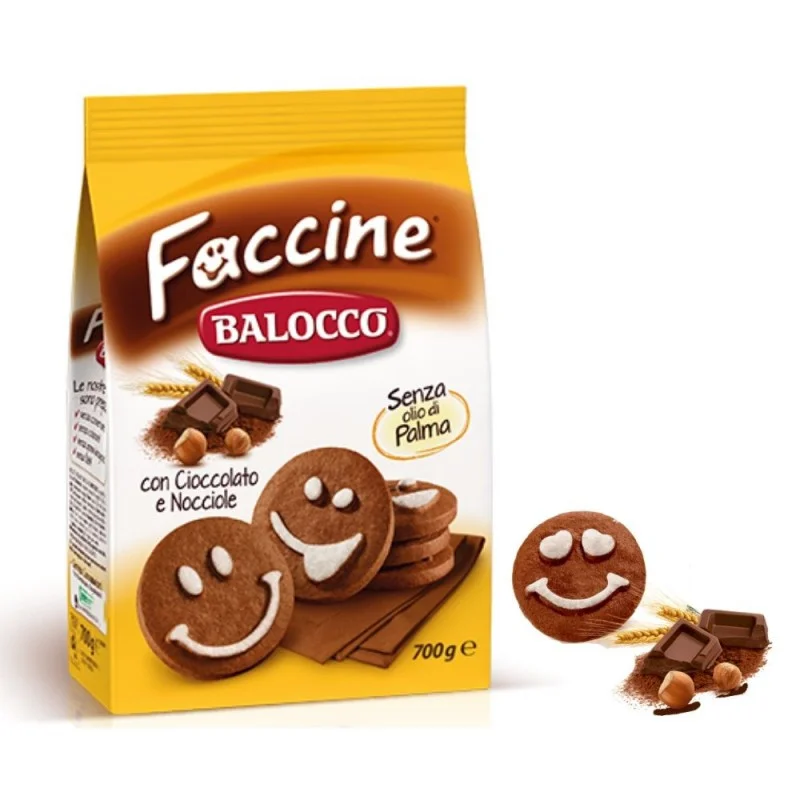 Balocco faccine з шоколадом і лісовими горіхами в пакованні 700 грамів