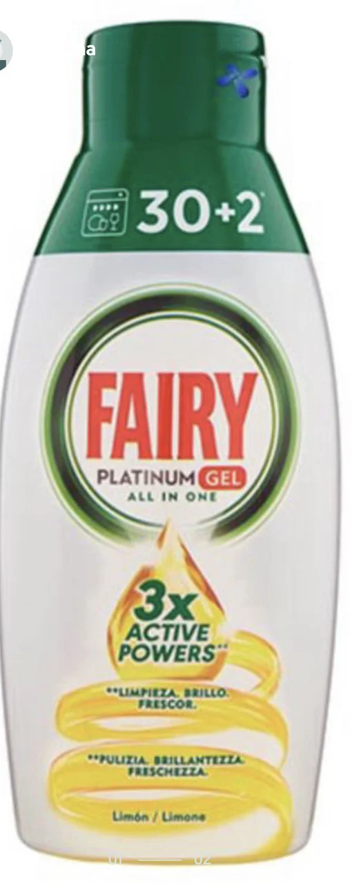 Безфосфатний гель Fairy для посудомийки fairy platinum all in one 32 цикли (650 мл)