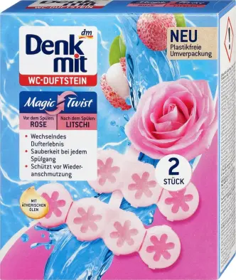 Підвіска для унітазу з подвійним ароматом троянда лічі Denkmit magic twist 96г