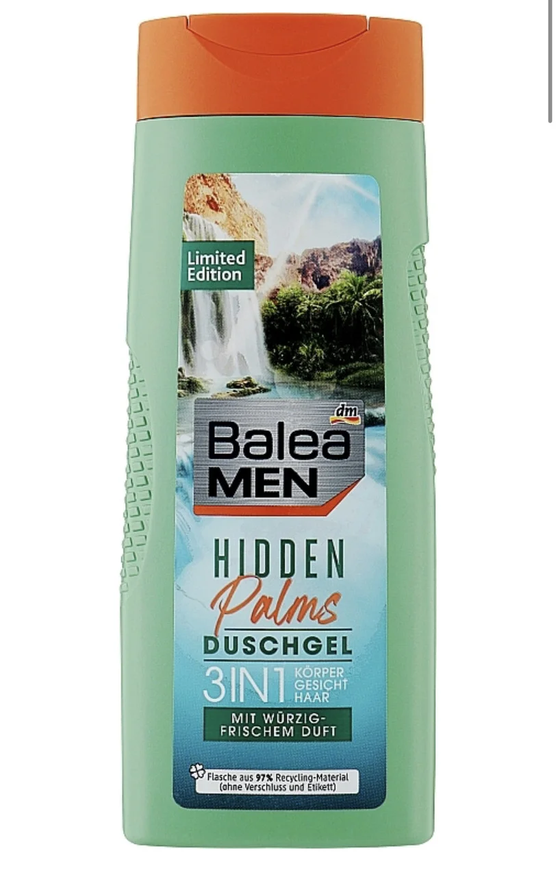 Balea men hidden palms duschgel 3 in 1 vegan - чоловічий гель для душу 3 в 1, 300 мл, німеччина