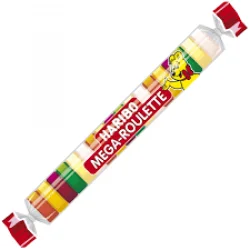 Товар Желейні цукерки Круглі Haribo Mega Roulette Харібо Мега ролет трубочка Фруктове асорті 18шт 45г