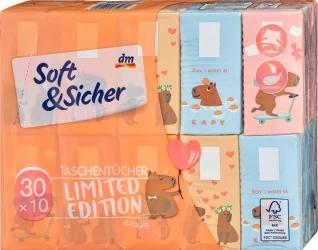 Товар Серветки паперові носовички Класичні 4-шарові DenkMit Soft&Sicher taschentucher набір асортимент 30шт