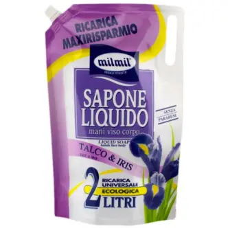 Рідке мило для гігієни MilMil без парабенів Sapone Liquido Talco Iris Maxi Refill Bag делікатне Тальк та Ірис Макс 2000мл