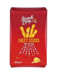 Товар Хлібні палички солені з слоєного тіста Snack Day Salt Twists With Butter снеки з маслом 150г