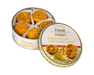 Товар Печиво вершкове Cвяткове Jacobsens Bakery Tivoli Delicious Danish Cookies Caramel Crunch&Lime карамельний кранч з лаймом Бокс 150г