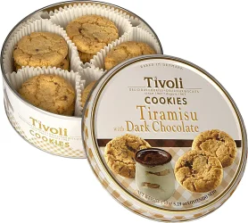 Товар Печиво вершкове Cвяткове Jacobsens Bakery Tivoli Delicious Danish Cookies Tiramisu&Dark Chocolate Тірамісу Чорний шоколад Бокс 150г