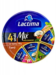 Товар Сир плавлений трикутник Мікс Lactima Mix 4 Smaki wielosmakovy чотири смаки 8шт 140г