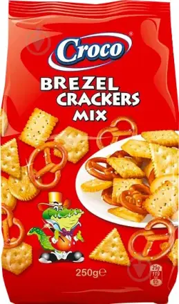 Мінікрекери солоні набір Croco Brezel crackers Mix Кроко Мікс 250г