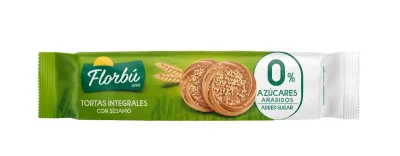 Товар Печиво без Цукру Florbu Tortas Integrales con Sesamo Sugar Free Флорбу вершкове з кунжутом 8шт 145г
