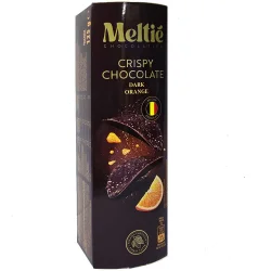 Товар Чіпси Шоколадні Meltie Crispy Chocolate Dark Orange Мелті снеки Чорний шоколад з Апельсином тубус 125г