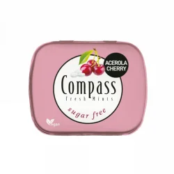 Товар Льодяники без цукру Compass Fresh mints Acerola Cherry цукерки Вишня Ацерола 14г