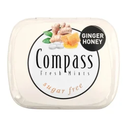 Товар Льодяники без цукру Compass Fresh mints Ginger Honey цукерки Імбир Мед 14г