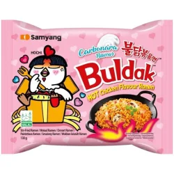 Товар Локшина Рамен з пшеничної муки Samyang Buldak Carbonara Hot Chicken Ramen Булдак зі смаком Курки в соусі Карбонара Гостра 130г