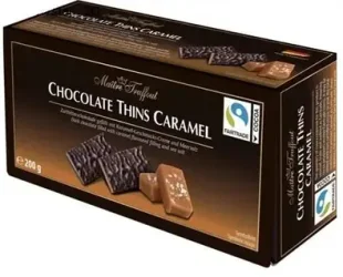 Товар Шоколадні пластинки з Карамельною начинкою Maitre Truffout Chocolate Thins Caramel Маітре Труфо Тонкі 200г