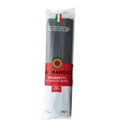 Товар Макарони Спагетті з чорнилом Каракатиці Armando Spaghetti al Nero di Seppia Армандо Паста довгі Пшеничні Тверді сорти Чорні 500г