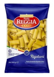 Товар Макарони Рігатони Pasta Reggia №24 Rigatoni Реджія Паста Макарони товсті Трубочки Пшеничні Тверді сорти 500г