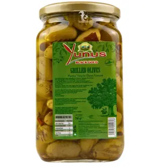 Оливкі Голд Грільовані натуральні Yunus Black Gold Grilled Olives naturale Юнус Чорне Золото Гріль Банка 750г