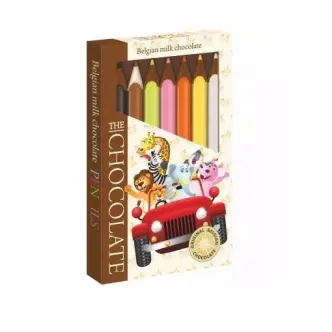 Олівці Шоколадні різнокольорові TheChocolate Pencils Belgium Gift Box Car Бельгійський шоколад Молочний 7 Кольорів Машинка 100г