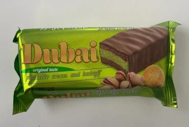 Товар ТІстечко губка бісквітне Dubai original taste Pistachio Cream&Kadayif Sponge Cake Дубаї шоколадне з фісташками та Кадаїфом 100г