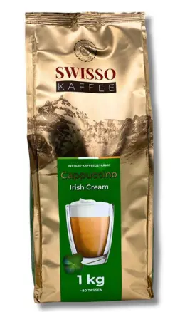 Капучіно розчинний Swisso cappuchino Irish Cream Instant KaffeeGetrank Coffee Свіссо крем Ірландські вершки 80порцій Пакет 1кг