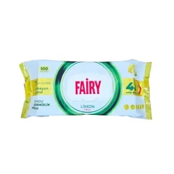 Товар Вологі серветки для прибирання Універсальні Fairy Limon Yagli Фейрі з цитрусовим ароматом біорозкладні 100шт