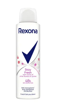Жіночий аерозоль Антиперспірант Спрей Rexona Stay Fresh White Flowers&Lychee Scent 48h Рексона Залишайся свіжою Білі квіти 150мл