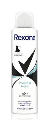 Жіночий аерозоль Антиперспірант Спрей Rexona Invisible Aqua Anti marks White&Yellow Stain 48h Рексона Невидимка Антиплями 150мл