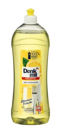 Гель для миття посуду Антижир Denkmit Spulmittel Zitronen-Frische Hohe Fettlosekraft Lemon Денкміт концентрований аромат Лимон 1л