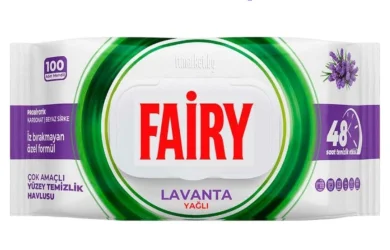 Товар Вологі серветки для прибирання Універсальні Fairy Power Lavanta Yagli Фейрі плямовивідні оцет та сода Ароматизовані Лаванда 100шт
