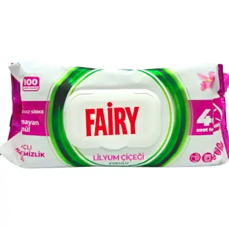 Вологі серветки для прибирання Універсальні Fairy Power Lilyum Cicegi Фейрі плямовивідні оцет Сода Ароматизовані Квіти Лілія 100шт