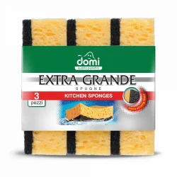 Товар Губки кухонні Універсальні Domi Extra Grande Kitchen Sponges Strong Fiber Домі Екстра Міцне волокно Двохшарове полотно 3шт