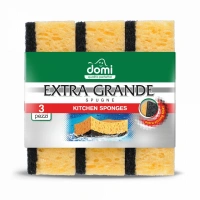 Губки кухонні Універсальні Domi Extra Grande Kitchen Sponges Strong Fiber Домі Екстра Міцне волокно Двохшарове полотно 3шт