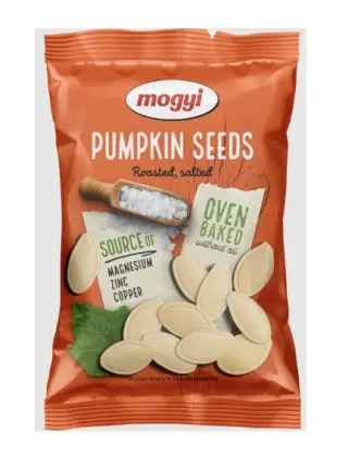 Насіння Гарбуза Біле Mogyi Pumpkin Seeds Roasted Salted Модьі з сіллю Смажене без масла вакуум Пакет 50г