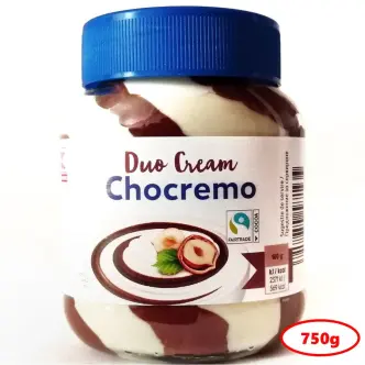 Паста Шоколадно молочна K-Classic Duo Cream Chocremo Дуокрем Чокремо полосата з лісовими горіхами Банка 750г