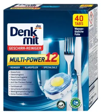 Капсули для Посудомийних машин Denkmit Geschirr Reiniger Multi Power 12 Денкміт таблетки Мультисила Безфосфатні 40шт 840г