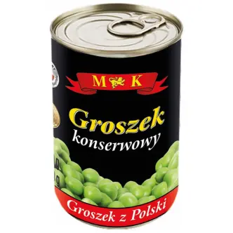 Горошок консервований M&K Groszek konserwowy МК зелений в соці ЄвроБанка 400г