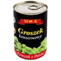 Горошок консервований M&K Groszek konserwowy МК зелений в соці ЄвроБанка 400г