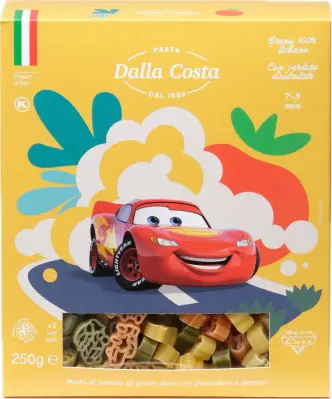 Макарони Дитячі Мультяшні Dalla Costa Disney Pixar Cars Pasta Далла Коста Паста Дісней Піксар Тачки томати і шпінат Коробка 250г