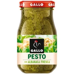 Товар Соус Песто Gallo Pesto Albahaca Fresca Галло сир Грана падано Кедрові горішки з базиліком склобаночка Зелений 190г
