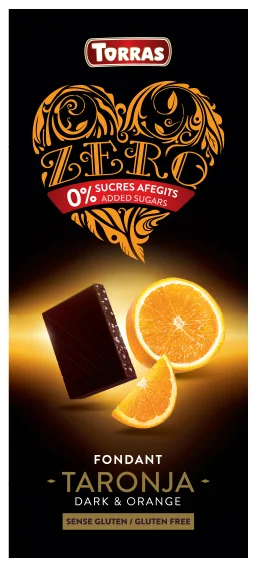 Чорний шоколад Torras без цукру torras zero negra taronja з апельсином іспанія 125 г