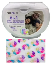 Товар Парфумовані капсули з гранулами для Прання WellMe 6в1 Super-concentrated Clean Laundry Pods Велмі Універсальні Квіти аромат 40шт